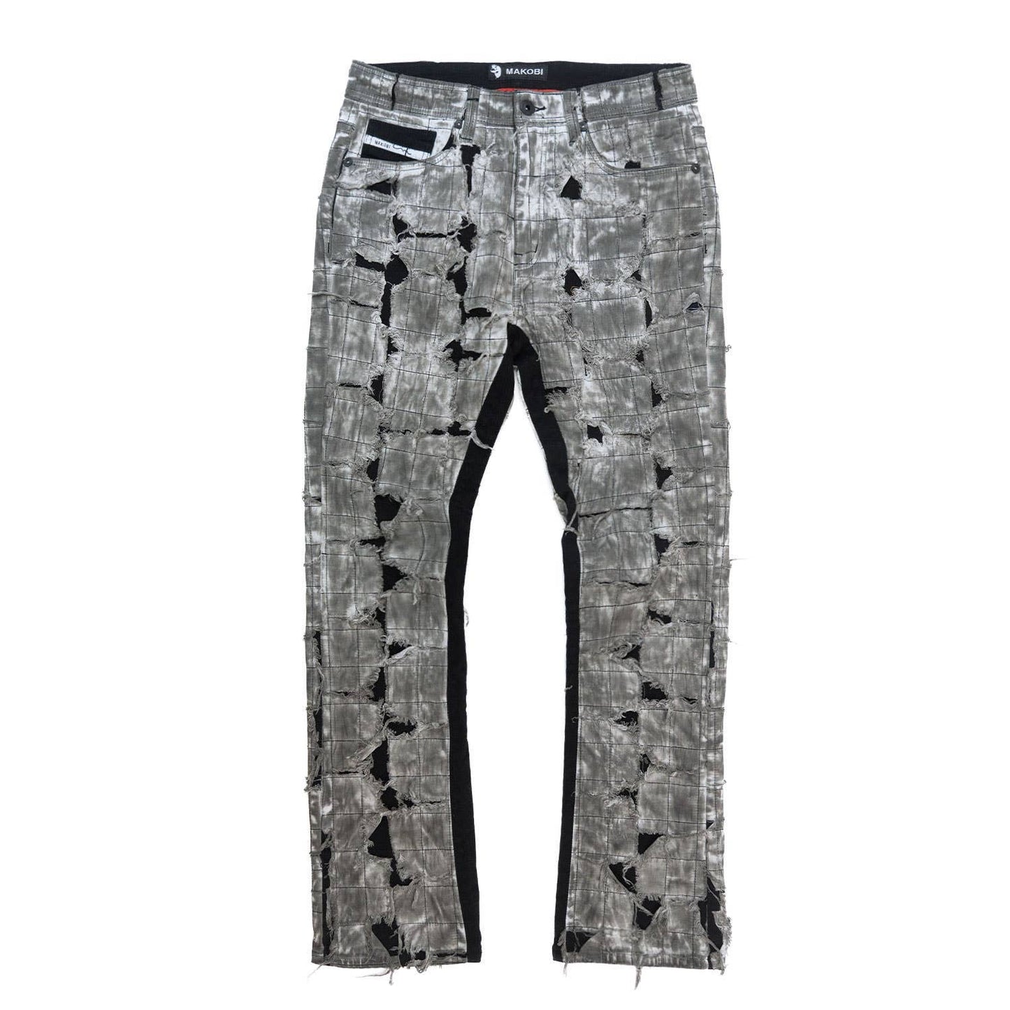 M1722 Positano Ripped Overlay Jeans - Black: BLACK / 34