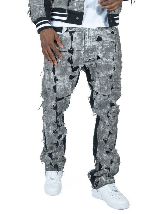 M1722 Positano Ripped Overlay Jeans - Black: BLACK / 40